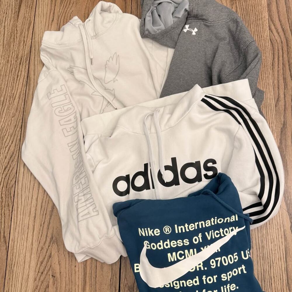 Lot of 4 Men's Sz L Hoodies - Adidas, UA, Nike, AE D4